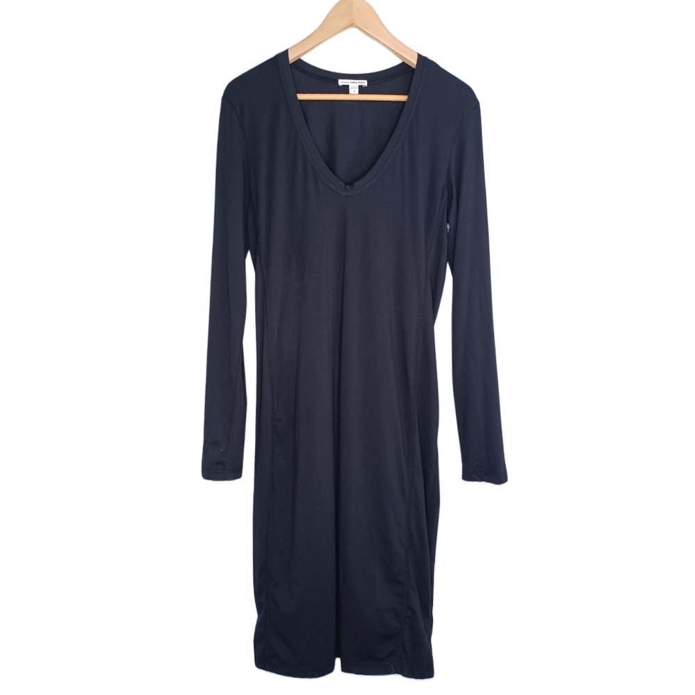 James Perse Black Body Con Midi Dress